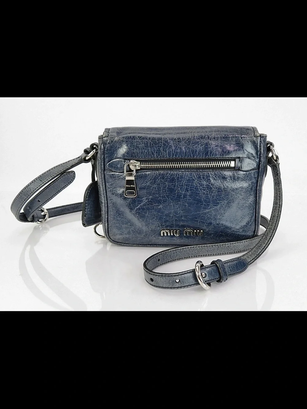 Miu Miu Navy Leather Crossbody Bag